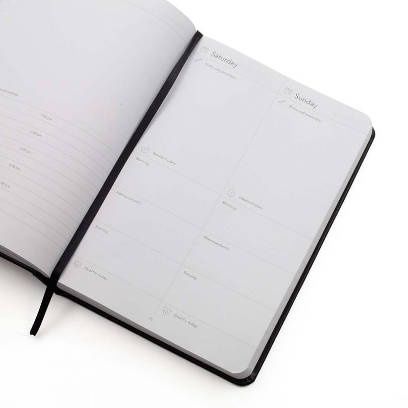 Image shows weekend planner page of the Multiplanner undated planner