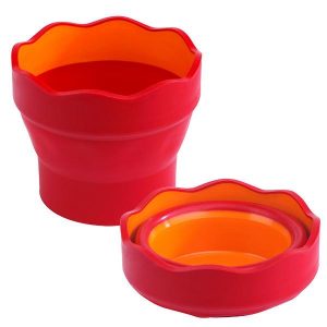 Image shows a red Faber-Castell waterpot