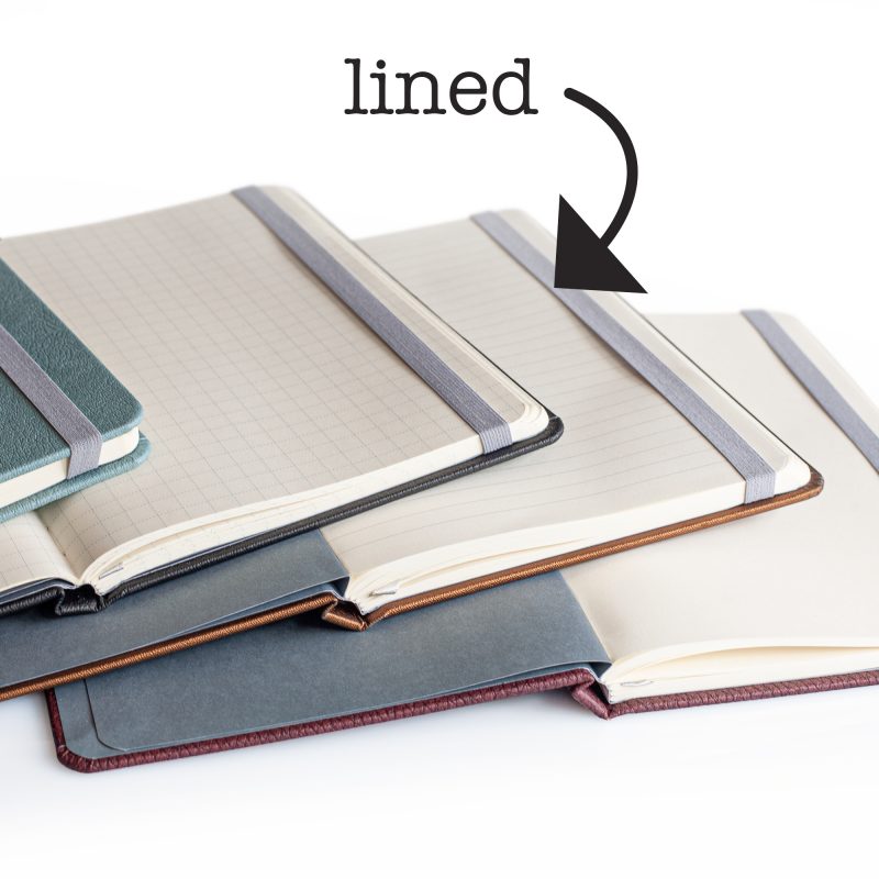 Image showing the 3 different styles of pages of the journals - dot grid, blank or lined