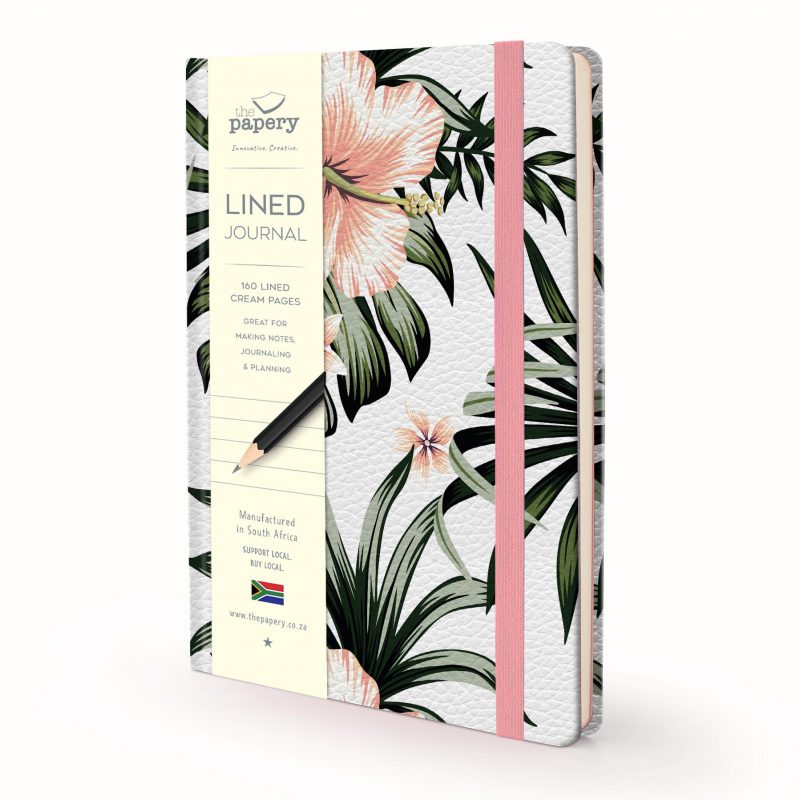 Image shows a Designer Floral - Hibiscus Lined Journal