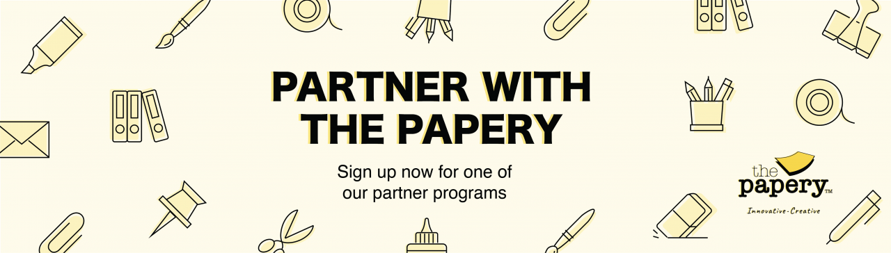 Image shows the Partner With The Papery Banner