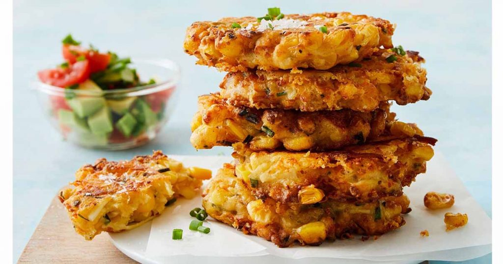 Image shows Crispy Sweetcorn Fritter Recipe